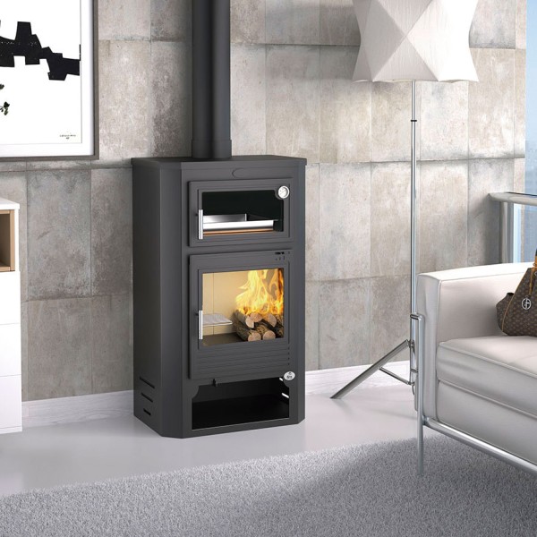 *EXPOSICION* ESTUFA LEÑA FRONTAL DOBLE COMBUSTION - HORNO - LEÑERO 11KW - M-104
