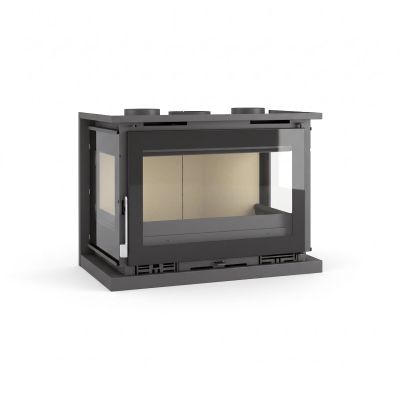 Insertable de leña FM IT-173 K de 12,6 kW de tres caras con turbinas