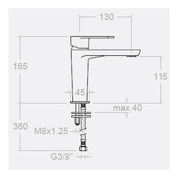 MONOMANDO LAVABO ALEXIA A-165 S3 APERTURA FRIO CROMADO