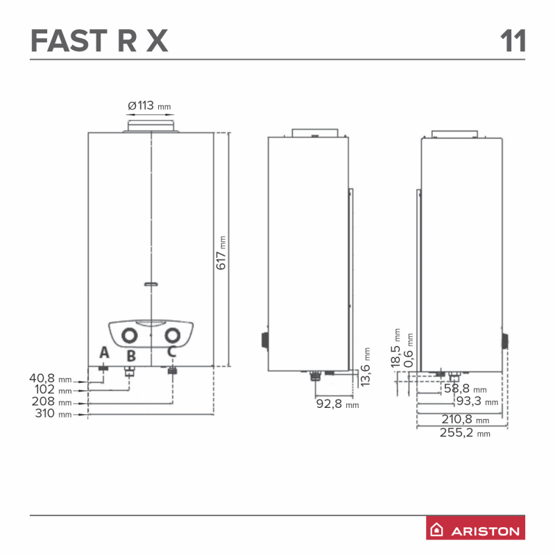 Ariston Fast R X Calentador Gas Butano/Propano 11L A