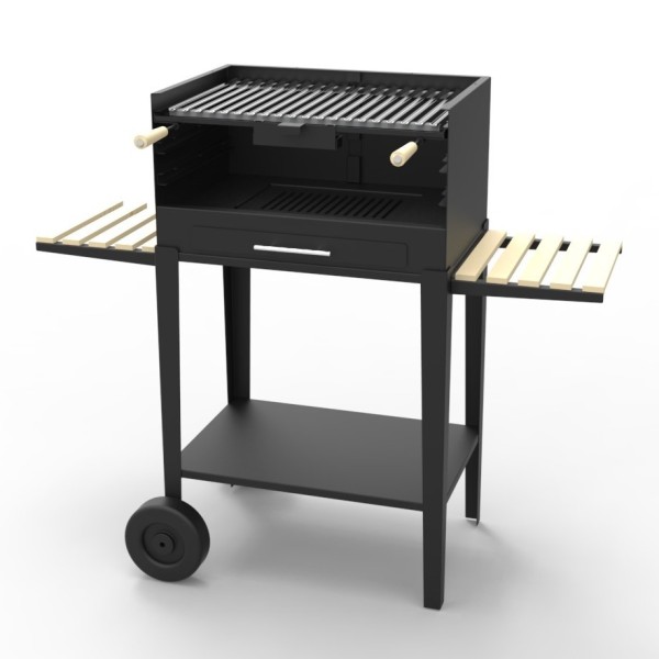 BARBACOA DE CARBON Y LEÑA BV-11 - MUEBLE DE RUEDAS - 67 X 47 X 93 CM