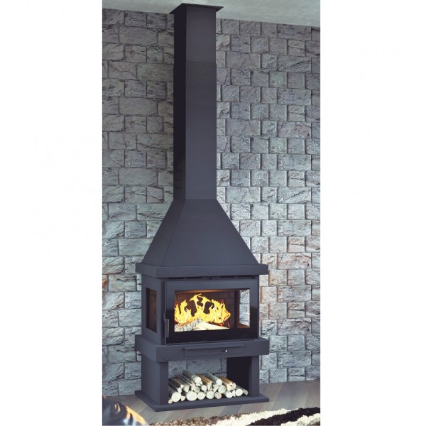 CHIMENEA LEÑA 3 CRISTALES Y TURBINA - C-303 TK